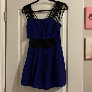 Medium blue and black aztec print romper